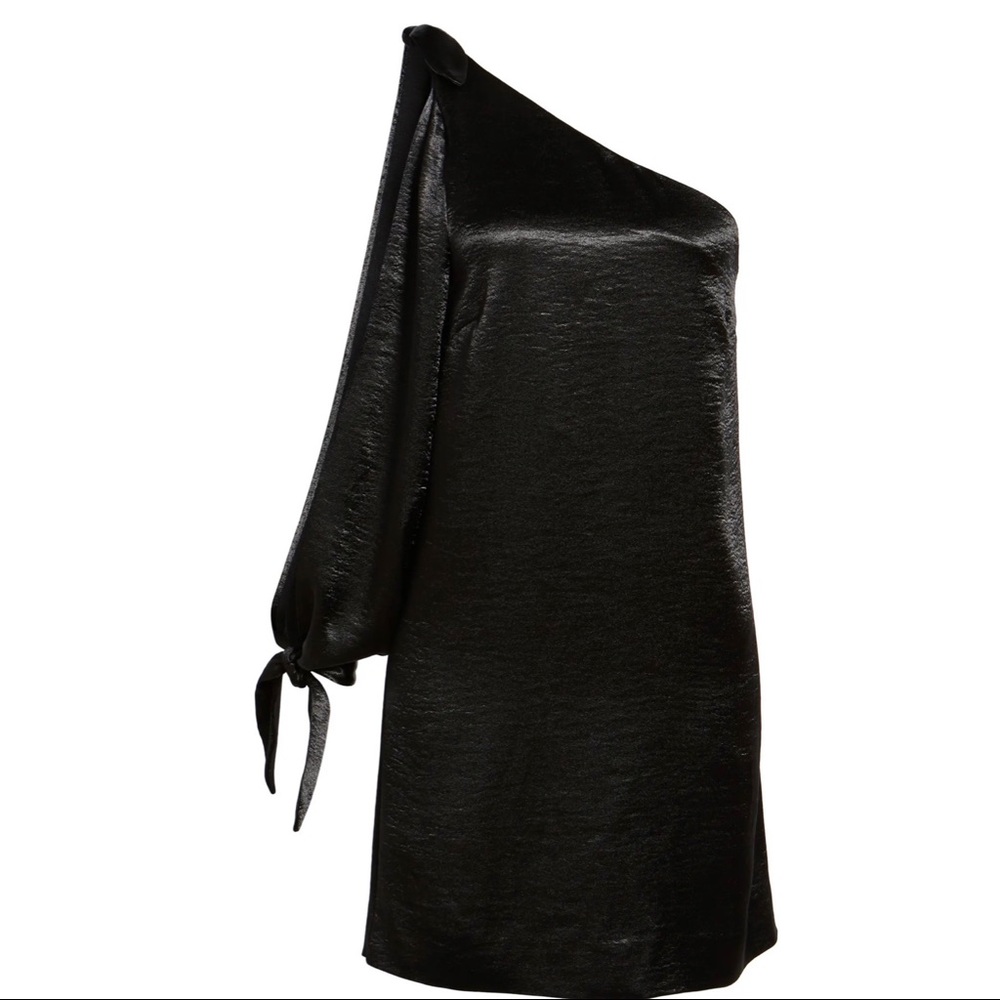 REBECCA MINKOFF REVOLVE BLACK SATIN ONE-SHOULDER MINI DRESS - Picture 8 of 10